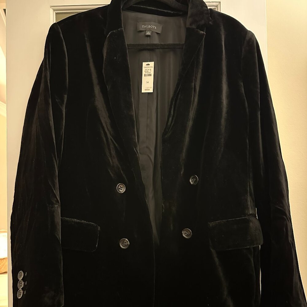 Talbots Velveteen Black Holiday Blazer New with tags, size 14.